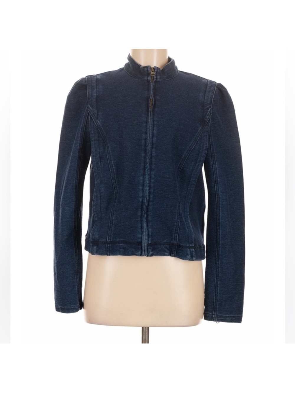 Pilcro by Anthropologie Anita Indigo Denim Crop Zip Up Jacket - Picture 2 of 6